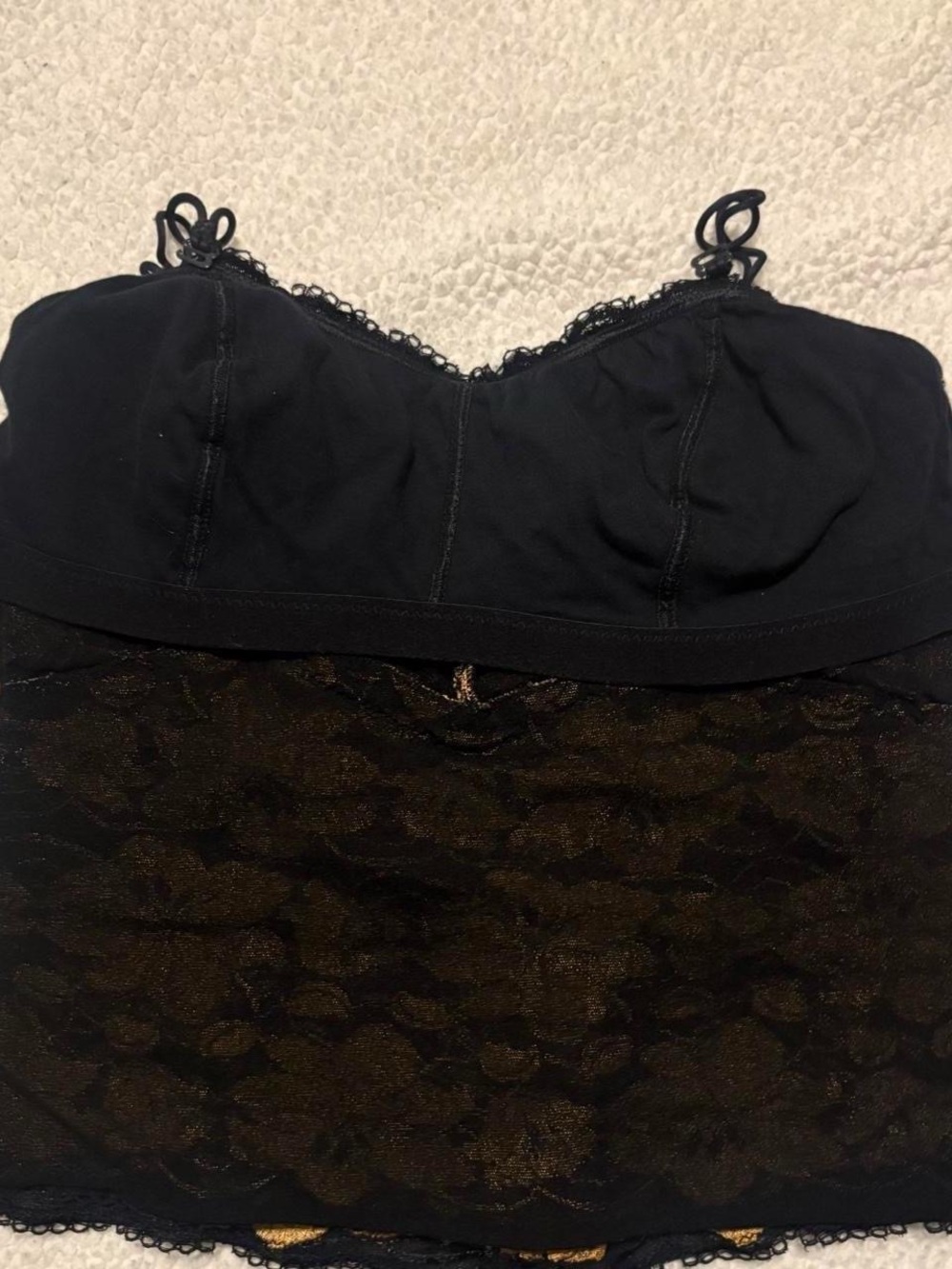 Cosabella Black Cami with Gold Floral Lace - Picture 5 of 6